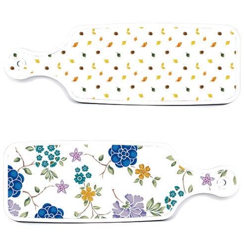 로엠디자인 서빙 도마 보드 2p 로맨틱 블루 floral 화이트 세트, 로맨틱 블루 floral 화이트, 도토리 화이트, 1세트