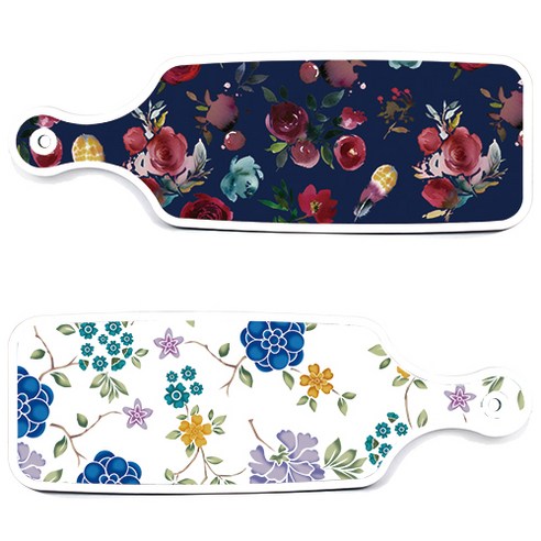 로엠디자인 서빙 도마 보드 2p 로맨틱 블루 floral 화이트 세트, 로맨틱 블루 floral 화이트, 블루 톤 플라워, 1세트