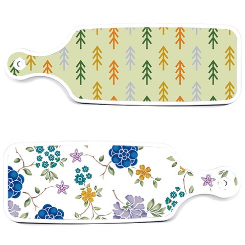 로엠디자인 서빙 도마 보드 2p 로맨틱 블루 floral 화이트 세트, 로맨틱 블루 floral 화이트, 소나무 치자색, 1세트