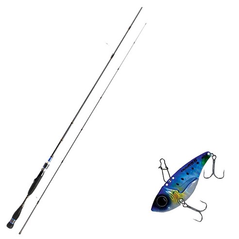 아오맥스 루어낚싯대 네오블랙 스피닝 타입 S-702ML + 다미끼 메탈지그 볼트-55 15g, 234H SPOT BLUE HOLO