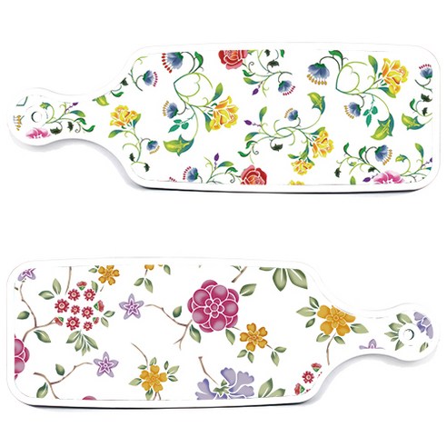 로엠디자인 서빙 도마 보드 2p 로맨틱레드 floral 화이트 세트, 로맨틱레드floral화이트, 로망슬림장미, 1세트