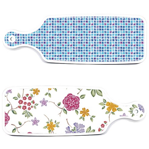 로엠디자인 서빙 도마 보드 2p 로맨틱레드 floral 화이트 세트, 로맨틱레드floral화이트, 블루타일, 1세트
