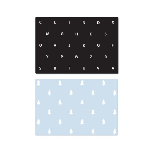 서머스트 실리콘 테이블매트 2p ABC 블랙 세트, ABC 블랙, 포레스트 스카이블루, 425 x 295 mm