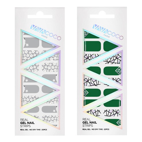 바바코코 젤네일 스트립 스티커 세트 믹스매치 플라워가든 + 믹스매치 브로큰글라스, 3.모던그레이, 3.그린, 1세트