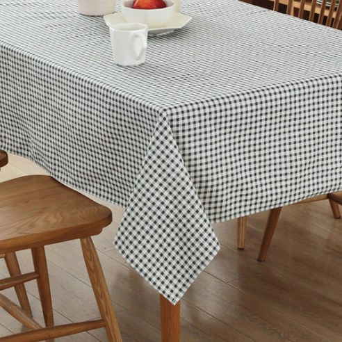 이코디 포인트 패턴 미니멀리즘 테이블 보, 블랙 체크, 100 x 140 cm