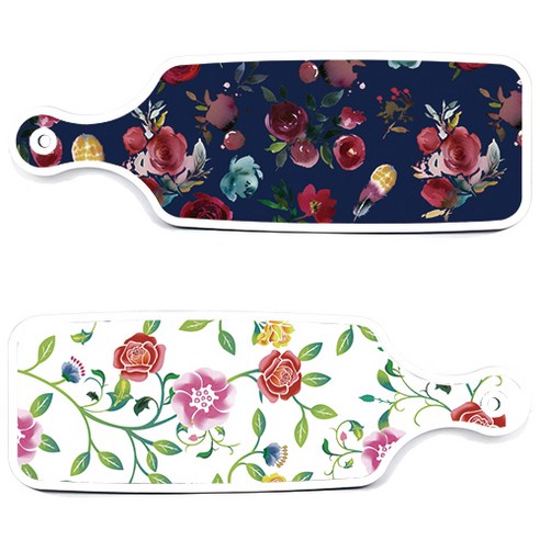 로엠디자인 서빙 도마 보드 2p 로맨틱장미 세트, 로맨틱장미, 블루톤플라워, 1세트