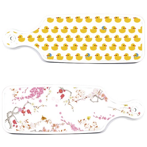 로엠디자인 서빙 도마 보드 2p 로맨틱연지색floral 세트, 로맨틱연지색floral, 오리, 1세트