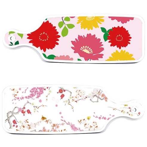 로엠디자인 서빙 도마 보드 2p 로맨틱연지색floral 세트, 로맨틱연지색floral, 국화핑크분홍, 1세트