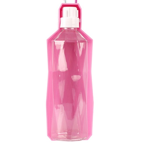 바이셀 애견 다각형 휴대용 보틀 500ml, 핑크, 1개