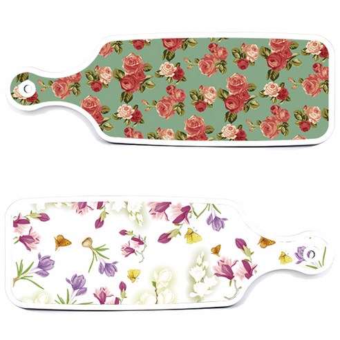 로엠디자인 서빙 도마 보드 2p 로맨틱청자색floral 세트, 로맨틱청자색floral, 취람색장미, 1세트