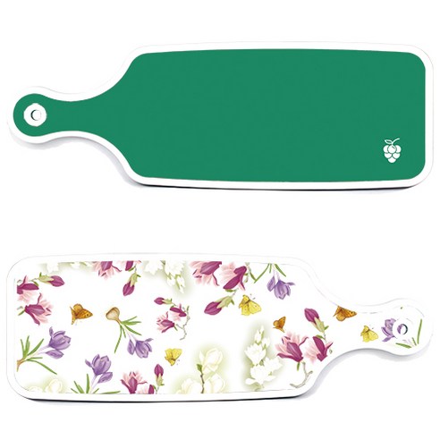 로엠디자인 서빙 도마 보드 2p 로맨틱청자색floral 세트, 로맨틱청자색floral, 그린, 1세트