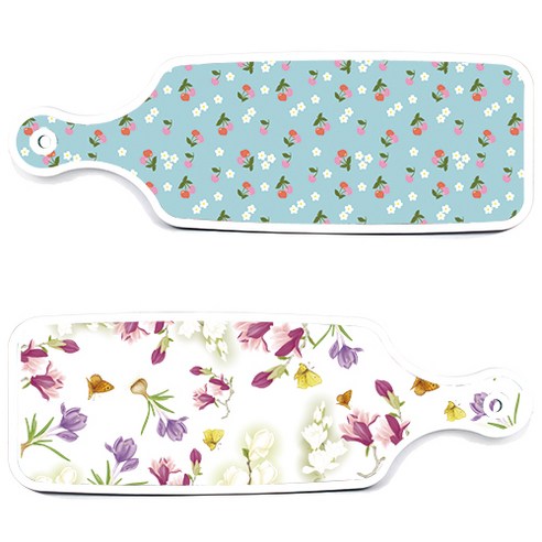 로엠디자인 서빙 도마 보드 2p 로맨틱청자색floral 세트, 로맨틱청자색floral, 천청색체리, 1세트