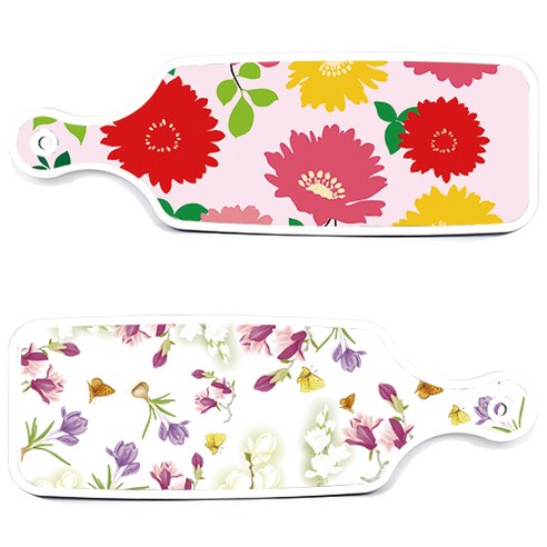 로엠디자인 서빙 도마 보드 2p 로맨틱청자색floral 세트, 로맨틱청자색floral, 국화핑크분홍, 1세트