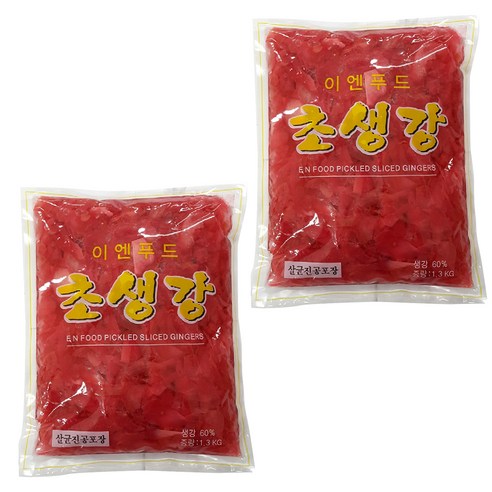 이엔 초생강 적색 슬라이스 장아찌, 1.3kg, 2개