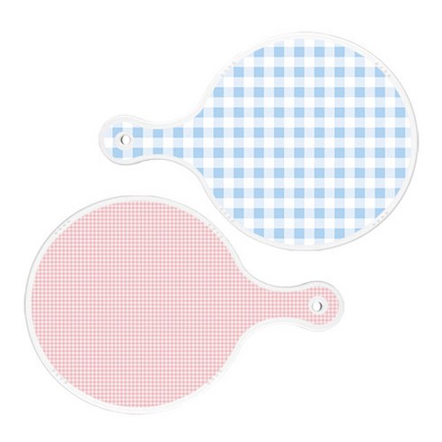 로엠디자인 서빙 도마 2p 체크파스텔 블루원형 세트, 체크파스텔블루원형, 훈색체크원형, 1세트