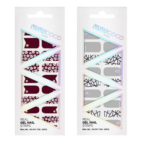 바바코코 젤네일 스트립 스티커 세트 믹스매치 플라워가든 + 믹스매치 브로큰글라스, 6.와인, 4.그레이, 1세트