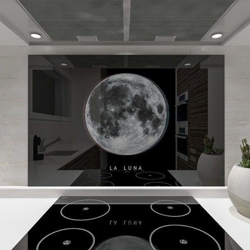웰룸 주방아트보드 L 855 x 600 mm 라루나, 블랙, 1개