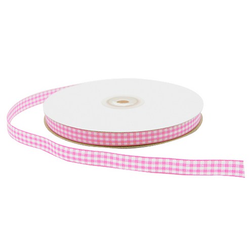 도나앤데코 체크 리본 1cm x 45m, 연핑크, 1개