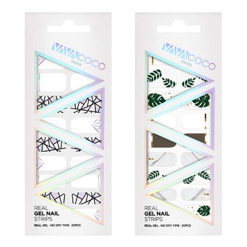 바바코코 젤네일 스트립 스티커 믹스매치 브로큰글라스 2p 세트, 믹스매치 브로큰글라스 화이트, 플랜트 다크브라운, 1세트