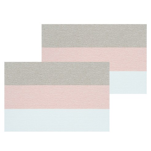 블럭마트 주방 식탁매트 스트라이프 2p, 핑크, 45 x 30 cm