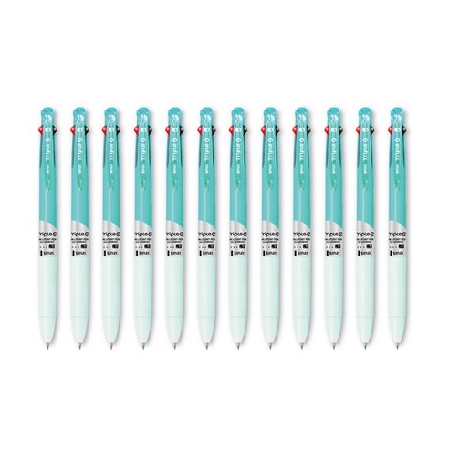신지 트리플 O Ball 3색 다색펜 0.5mm, 민트, 12개입