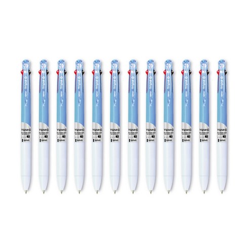 신지 트리플 O Ball 3색 다색펜 0.5mm, 블루, 12개입