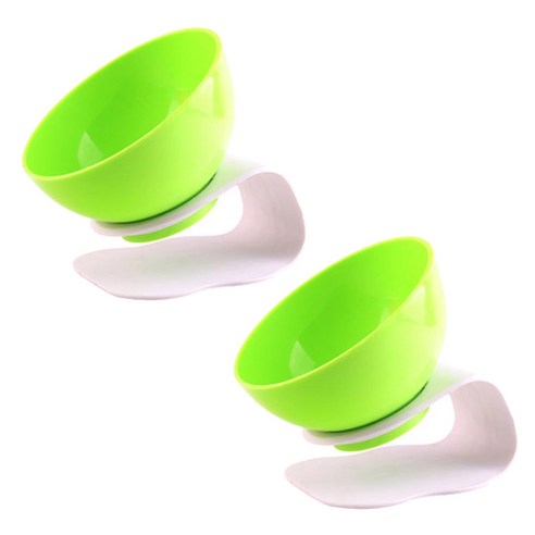 아리코 DrMini 고양이 & 강아지 곡선 디자인 그릇, 화이트 + 그린, 2개