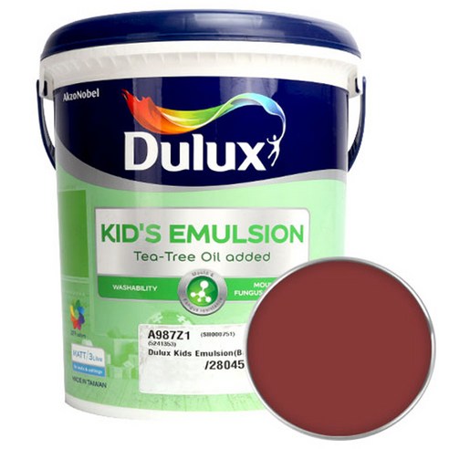 듀럭스 키즈에멀전 페인트 무광 3L, Crimson Sunbird, 1개