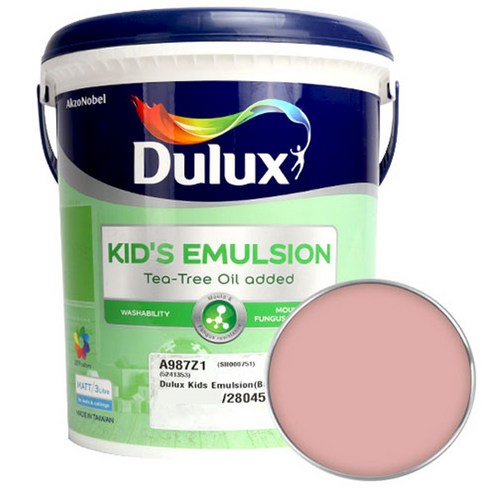 듀럭스 키즈에멀전 페인트 무광 3L, Piony Blush, 1개