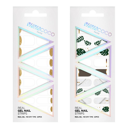 바바코코 젤 네일 스티커 2p 믹스 매치 루놀라 글리터 화이트 세트, 루놀라 글리터 화이트, 플랜트 다크 브라운, 1세트