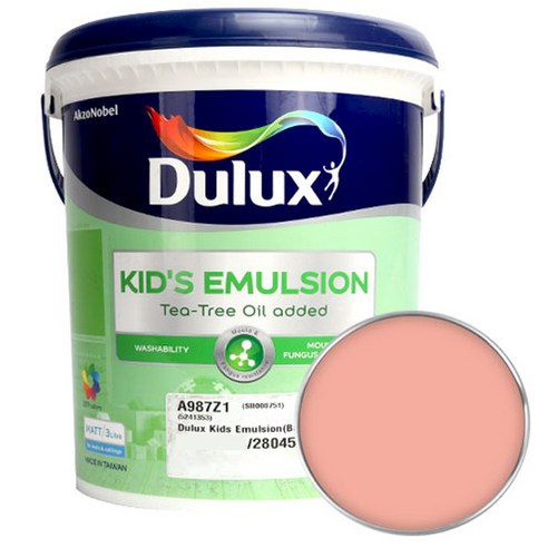 듀럭스 키즈에멀전 페인트 무광 3L, Bay Coral, 1개
