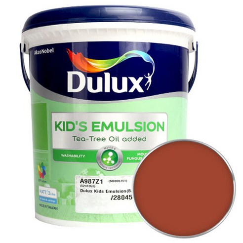 듀럭스 키즈에멀전 페인트 무광 3L, Algonquin Red, 1개