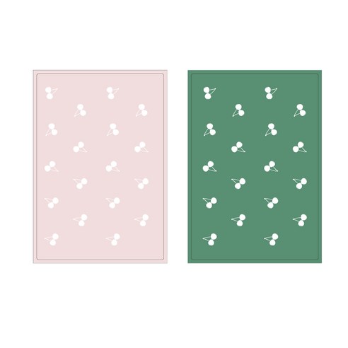 프루티 브런치 실리콘매트 CHERRY 2p, 인디 핑크, 카키 그린, 425 x 295 mm