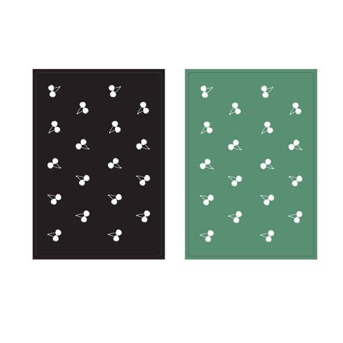 프루티 브런치 실리콘매트 CHERRY 2p, 블랙, 카키 그린, 425 x 295 mm