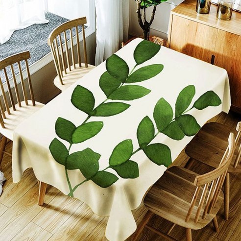 스토어33 나뭇잎 디자인 방수 식탁보, E, 140 x 140 cm