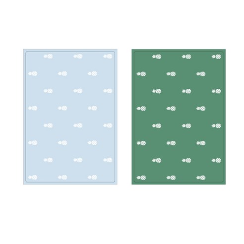 프루티 브런치 실리콘매트 PINEAPPLE 2p, 스카이 블루, 카키 그린, 425 x 295 mm