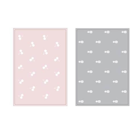 프루티 브런치 실리콘매트 CHERRY + PINEAPPLE, 인디 핑크, 그레이, 425 x 295 mm
