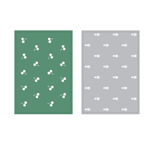 프루티 브런치 실리콘매트 CHERRY + PINEAPPLE, 카키 그린, 그레이, 425 x 295 mm