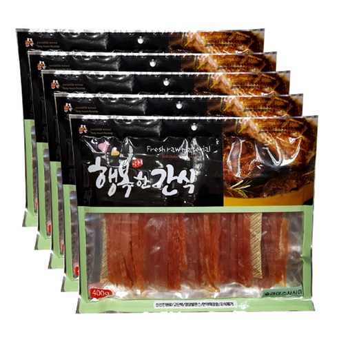 행복한간식 강아지 사사미 간식 400g, 슬라이스 사사미맛, 5개