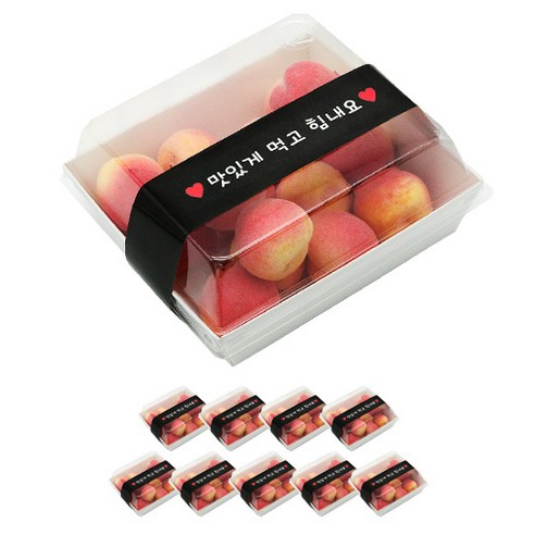 도나앤데코 샌드위치용기 정사각 화이트 10p + 띠지스티커 맛있게 먹고 힘내요 블랙 10p, 1세트
