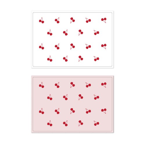 서머스트 프루티 실리콘 레드체리 테이블매트 2p, 화이트, 인디핑크, 425 x 295 mm