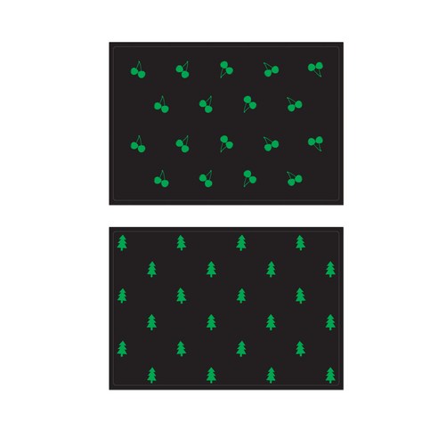서머스트 실리콘 테이블매트 그린체리 + 그린포레스트, 블랙, 425 x 295 mm