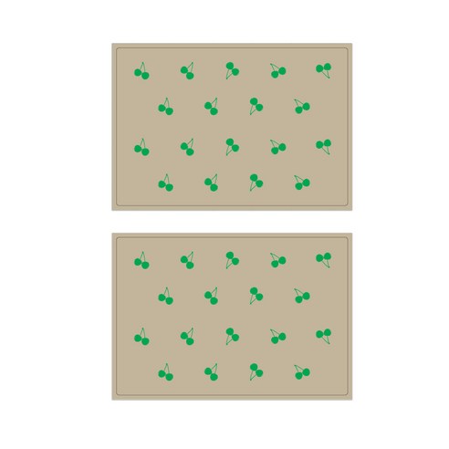 서머스트 실리콘 테이블매트 그린체리 2p, 베이지, 425 x 295 mm