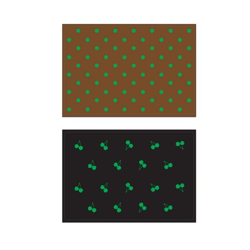 서머스트 실리콘 테이블매트 그린도트 + 그린체리, 브라운, 블랙, 425 x 295 mm