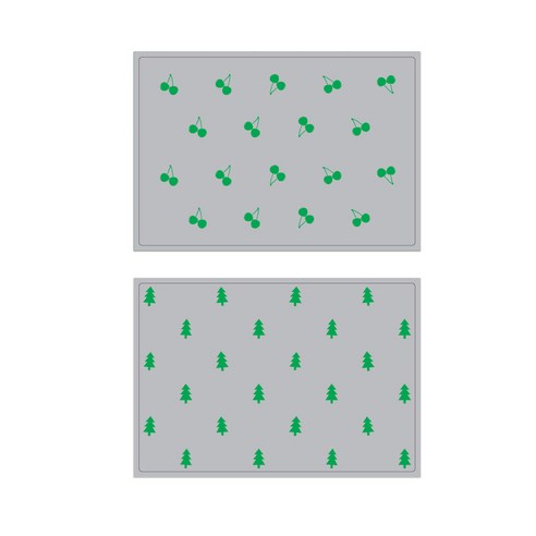 서머스트 실리콘 테이블매트 그린체리 + 그린포레스트, 그레이, 425 x 295 mm