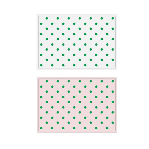 서머스트 실리콘 테이블매트 그린도트 + 그린도트, 화이트, 인디핑크, 425 x 295 mm