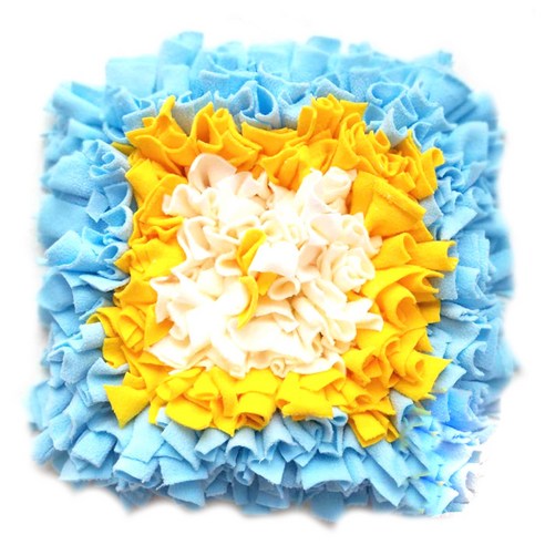 아리코 DrMini 양이 아지 노즈푸드 매트 45 x 45 cm, 블루옐로우 꽃 봉우리, 1개