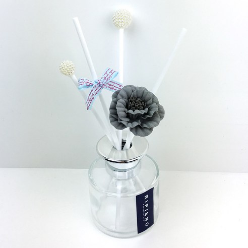 리피에노 구슬 리드스틱 + 실크플라워 그레이 + 네이비라벨 + 디퓨저 100ml, 블랙체리