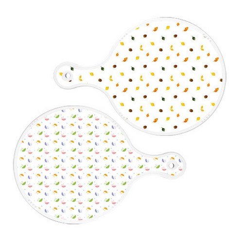 로엠디자인 원형 서빙 도마 보드 2p 도토리화이트 세트, 도토리화이트, 우산, 1세트