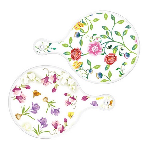 로엠디자인 원형 서빙 도마보드 로맨틱장미 2p세트, 로맨틱장미 + 로맨틱청자색floral, 1세트